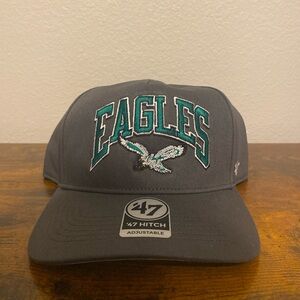 Philadelphia Eagles ‘47 Brand Throwback Hitch Adjustable Hat Green Letters Logo